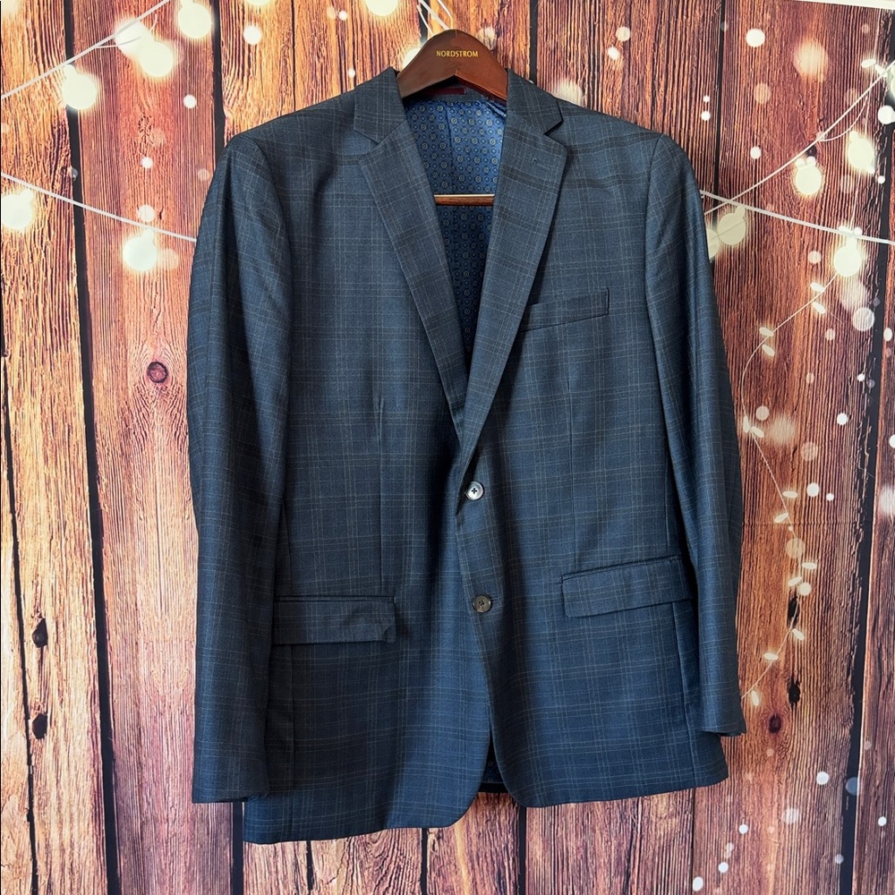 Johnston & Murphy Men's Blue Plaid Blazer L